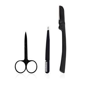 3 Piece Professional Stainless Steel Eyebrow Tools <b>Set</b> Slanted Tweezers <b>Razor</b> Comb Precision Grooming Beauty Kit - Product Image 1