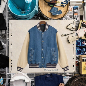 Chaqueta Varsity Informal de Lona, Último Modelo, OEM, para Invierno, con Parches Bordados en la Parte Delantera, Impermeable, Transpirable y Resistente al Viento, Cuello Mao - Product Image 3