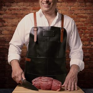Factory Direct Supply Genuine Leather <b>Waterproof</b> <b>Work</b> Apron Multi-functional Baking Oil-proof Kitchen Working Aprons - Product Image 5