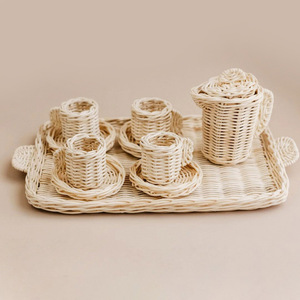Children tea cup <b>set</b> wholesale price handmade rattan <b>teapot</b> toys best quality kids imaginative toy - Product Image 3