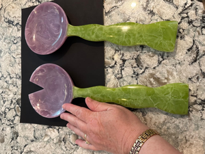 Premium Quality Eco-Friendly American Style Epoxy Resin <b>Salad</b> Server Sets Natural Color 11 Inch <b>Salad</b> <b>Tools</b> Kitchenware Home - Product Image 5
