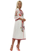 Superbe tenue midi en coton blanc pour filles, look gitane d'été, manches longues et jolies brodées, détails bohèmes pour enfants