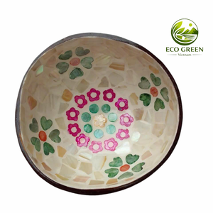 Bol en coquille de noix de coco fait main, écologique, mosaïque florale, pour la décoration de la cuisine, les salades de fruits, le riz et les desserts - Product Image 6