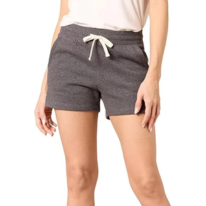 Women's Gray Knitted Drawstring Shorts With Bow Detail Casual Mid Waist Breathable Regular Fit Solid Color Short <b>Pants</b> - Product Image 4