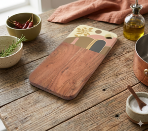 เขียงไม้มะม่วงแบบแข็งพร้อมขอบเปลือกไม้ - Product Image 1