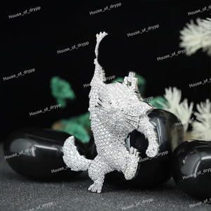 Collar con Colgante de Animal, Chapado en Plata 925 con Diamantes de Moissanita, Estilo Urbano, Hip Hop, Collar de Declaración - Product Image 3