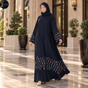 Vestido Abaya con Adornos de Cristal para Damas, con Mangas Fluidas, Textil Suave, Túnica Islámica Modesta |   Ropa Elegante para Ocasiones Musulmanas - Product Image 2