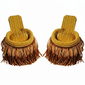 แผ่นประดับไหล่แบบพรีเมียมสีน้ำตาลขอบพู่ ทำจากโพลีเอสเตอร์ สำหรับชุดเครื่องแบบพิธีการและชุดทางการ พร้อมพู่ประดับด้วยเส้นด้ายทอง - Product Image 1