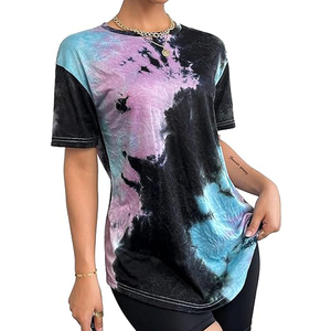 Camisetas Tie Dye para Mujer al por Mayor, Camisetas de Algodón Extra Grandes con Diseño Gráfico Personalizado, Ropa Urbana, OEM, Marca Privada - Product Image 2