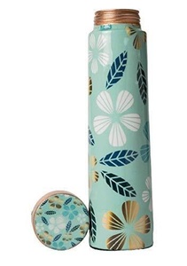 Botella de agua de cobre con diseño floral y tapa de cobre, portátil para uso doméstico. - Product Image 5
