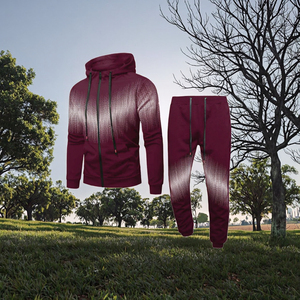 Unisex Burgundy Hooded <b>Eco</b>-Friendly 100% Cotton Streetwear Tracksuit Set Drawstring <b>Dot</b> Print Casual Sweatshirt Pants Regular - Product Image 2