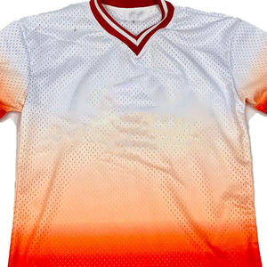 Premium DST Women <b>Baseball</b> Jersey Red White Fade Greek Letter Embroidered Mesh Sports Button Up Casual Sporty Style Streetwear - Product Image 4