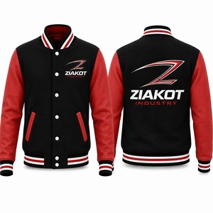 Chaqueta Varsity para Hombre ZIAKOT, Negra, Gris y Roja con Estampado de Letras, Casual, Cuello Camisero, Manga de Cuero PU, Corte Regular - Product Image 6