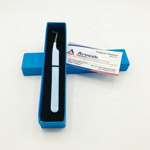 Pinzas de extensión de pestañas de acero inoxidable de alta calidad, Punta puntiaguda de oro rosa de 90 grados, azul cielo, Aroosh Corp, personalizado, 2017 - Product Image 1