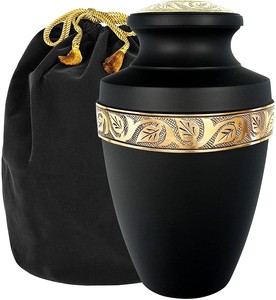 Satin Finish Aluminum Urn for Human Ashes Adult Size - Soft Sheen Metal Cremation Urn-<b>Memorial</b> <b>Vase</b> for Funeral Service - Product Image 2