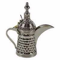 Cafetera Árabe de Lujo Dallah de Acero Inoxidable Dorado y Plateado, Servidor Tradicional de Café de Oriente Medio y Regalo Herencia