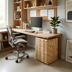 Scandinavian American <b>Pine</b> Plywood <b>Bookcase</b> Modern Living Room Bedroom Furniture Freestanding Home Office Organizer 3-Drawer - Product Image 1