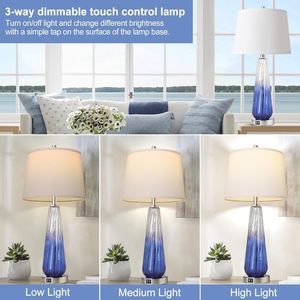 Set di 2 Lampade da Tavolo Moderne in Vetro, Dimmerabili a 3 Livelli, con Controllo Touch e Porte USB A+C, Lampada da Comodino Bianca - Product Image 6
