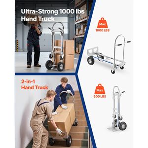 Carrello Convertibile 2-in-1 con Ruote Antiscivolo e Maniglia, Capacità di Carico 450 kg, Modalità a 4 Ruote, Trasportatore Portatile per Facilitare il Spostamento - Product Image 2