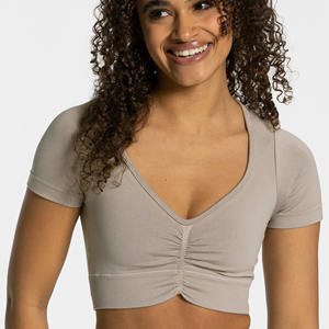Top Corto de Punto para Mujer, Color Sólido, Manga Larga, Elástico, Informal, Básico, para Uso Diario, Ropa de Calle, Ocio, Atuendo Juvenil a la Moda - Product Image 1