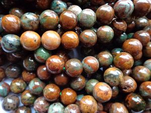 Cuentas de Ópalo Verde Africano Natural, Redondas, Color Verde Marrón, Alta Calidad, Tira Completa de 15.5 Pulgadas - Product Image 6