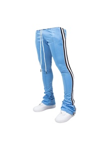 Pantalones de hombre rectos con rayas curvas, pantalones deportivos de forro polar con parte inferior acampanada, pantalones deportivos apilados con bolsillos laterales y bordado personalizado - Product Image 2