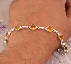Bracelet en citrine, argent sterling 925, bijoux en pierres précieuses faits à la main, bracelet en cristal jaune naturel, cadeau de mode pour femmes - Product Image 4