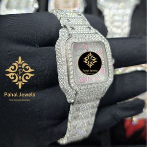 นาฬิกาเพชรหรูสำหรับผู้หญิง Pahal Jewels ตัวเรือนสแตนเลสสตีลทรงสี่เหลี่ยม หน้าปัดอนาล็อก ควอตซ์ ขนาด 30 มม. สายรัดแบบผีเสื้อเรืองแสง - Product Image 3