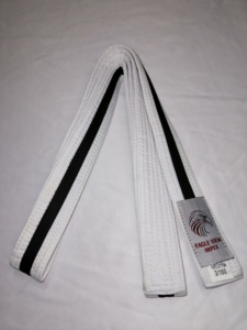 เข็มขัด BJJ ผ้าฝ้าย 100% ยาว 300 ซม. ลายแถบสีขาว ปรับแต่งได้ตามต้องการ อุปกรณ์ OEM ยี่ห้อ EVI สำหรับฝึกศิลปะการต่อสู้ สีขาว สำหรับทุกเพศ - Product Image 3