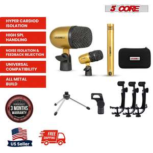 Kit de Micrófonos Profesionales de 5 Núcleos para Conga, Snare y Tom, con Conexión XLR, Cardioide y Unidireccional - Product Image 2