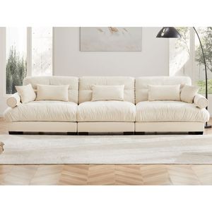 Modern 3-Seat Extra Large Velvet <b>Sofa</b> Oversize Cloud-Like Comfort with Waist Pillows & <b>Support</b> for Living Room - Product Image 3