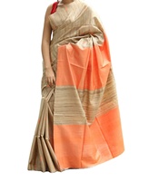 Magnifique sari en soie Tussar tissé à la main, biologique, pour filles, mariages, festivals, bureau et célébrations culturelles