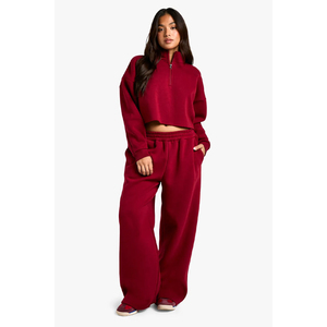 Women's Winter Printed Velvet <b>Velour</b> 2-Piece <b>Tracksuit</b> Set Cropped Zip Hoodie & Wide Leg Sweatpants - Product Image 3