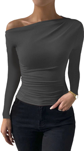 Pull tricoté uni pour femme en coton élasthanne, décontracté, respirant, écologique, séchage rapide, anti-plis, imprimé numérique, 100g, col rond - Product Image 6