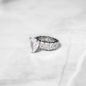 Luxury Pear Cut Three Stone Engagement <b>Ring</b> | 925 Sterling <b>Silver</b> Wedding <b>Ring</b> |<b>Statement</b> <b>Ring</b> for Women - Product Image 1