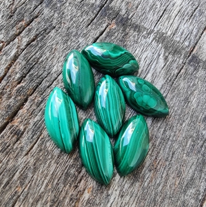 Pierres précieuses naturelles en malachite, taille marquise, vertes, polies, pour la création de bijoux - Product Image 3
