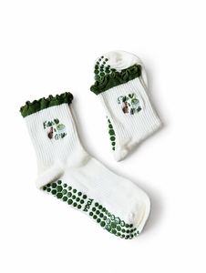 Calcetines de Pilates Personalizados con Diseño de Matcha, Calcetines de Yoga de Algodón con Rayas, Calcetines Antideslizantes con Logotipo Personalizado - Product Image 3