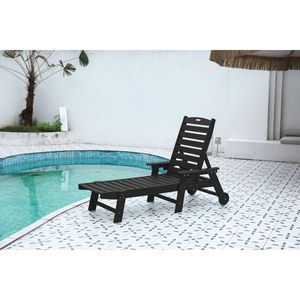 Sdraio Oversize in HDPE con 5 Posizioni e Portabicchieri, Lettino Prendisole da Esterno con Ruote di Lounge P - Product Image 2