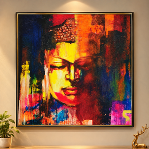 Abstract Art Deco Portrait <b>Print</b> Yellow Red Black <b>Large</b> Rectangle Acrylic Canvas Home Decoration Multi-Functional No <b>Frame</b> - Product Image 3