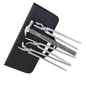 Kit d'outils de ferrage durable pour chevaux : Clincher courbé, Clincher standard, Clincher Alligator et Marteau - Product Image 1