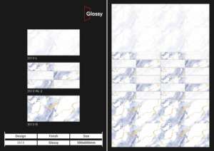 Azulejos de Pared de Cerámica Brillante y Elegante de 300X600MM con Diseño para Decoración de Paredes Interiores, Baños y Cocinas - Product Image 2