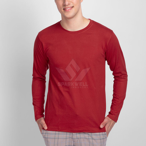 <b>Men's</b> <b>Long</b> <b>Sleeve</b> T-<b>Shirt</b> <b>Red</b> Angel Statue Print O-Neck Casual Knitted Cotton Regular Fit Back Logo - Product Image 5