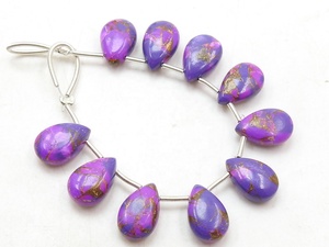 Violet cuivre Turquoise lisse larme 12X8MM fournitures en pierre en vrac faites à la main pour boucles d'oreilles et Bracelets fabrication de bijoux - Product Image 3