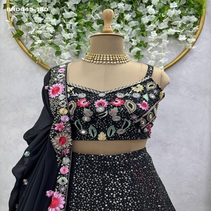 Último Diseño de Moda: Conjunto de Lehenga Choli y Dupatta de Georgette Sintético Pesado con Bordado de Hilo y Lentejuelas para Mujer, Moda Étnica - Product Image 1