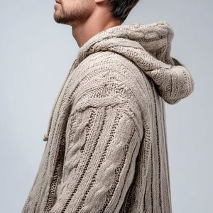 Pull à col rond pour homme The Perfectionists, en polaire épaisse, motif géométrique, manches longues, en laine anti-boulochage, pour l'automne - Product Image 3