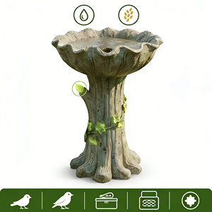 Baño <span class=keywords><strong>para</strong></span> Pájaros de Resina <span class=keywords><strong>para</strong></span> <span class=keywords><strong>Jardín</strong></span> - Estilo Tronco de Árbol Vintage, Resistente a la Intemperie, Comedero <span class=keywords><strong>para</strong></span> Aves Silvestres - Product Image 6