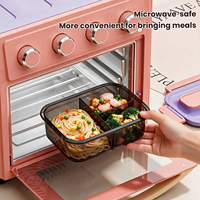 Boîte à lunch portable compartimentée, récipient alimentaire étanche, boîte de préparation de repas avec compartiment à couverts, conteneur de stockage alimentaire pour les repas