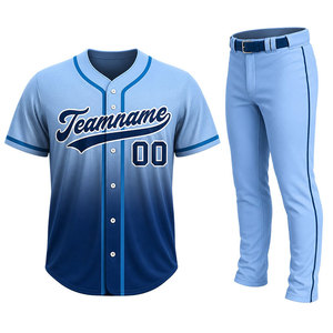 Conjunto de Uniforme de Béisbol Sublimado Personalizado, Jersey y Pantalones Degradados en Azul Claro para Hombre, Ropa Deportiva Transpirable de Poliéster, Servicio OEM - Product Image 1