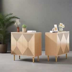 Buffet classique de 59 pouces en bois naturel, meuble de rangement autoportant pour salon - Product Image 6