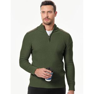 2025 hommes décontracté à manches longues quart Zip câble tricot pull pull col montant Anti-rides caractéristique pour l'automne/hiver - Product Image 1